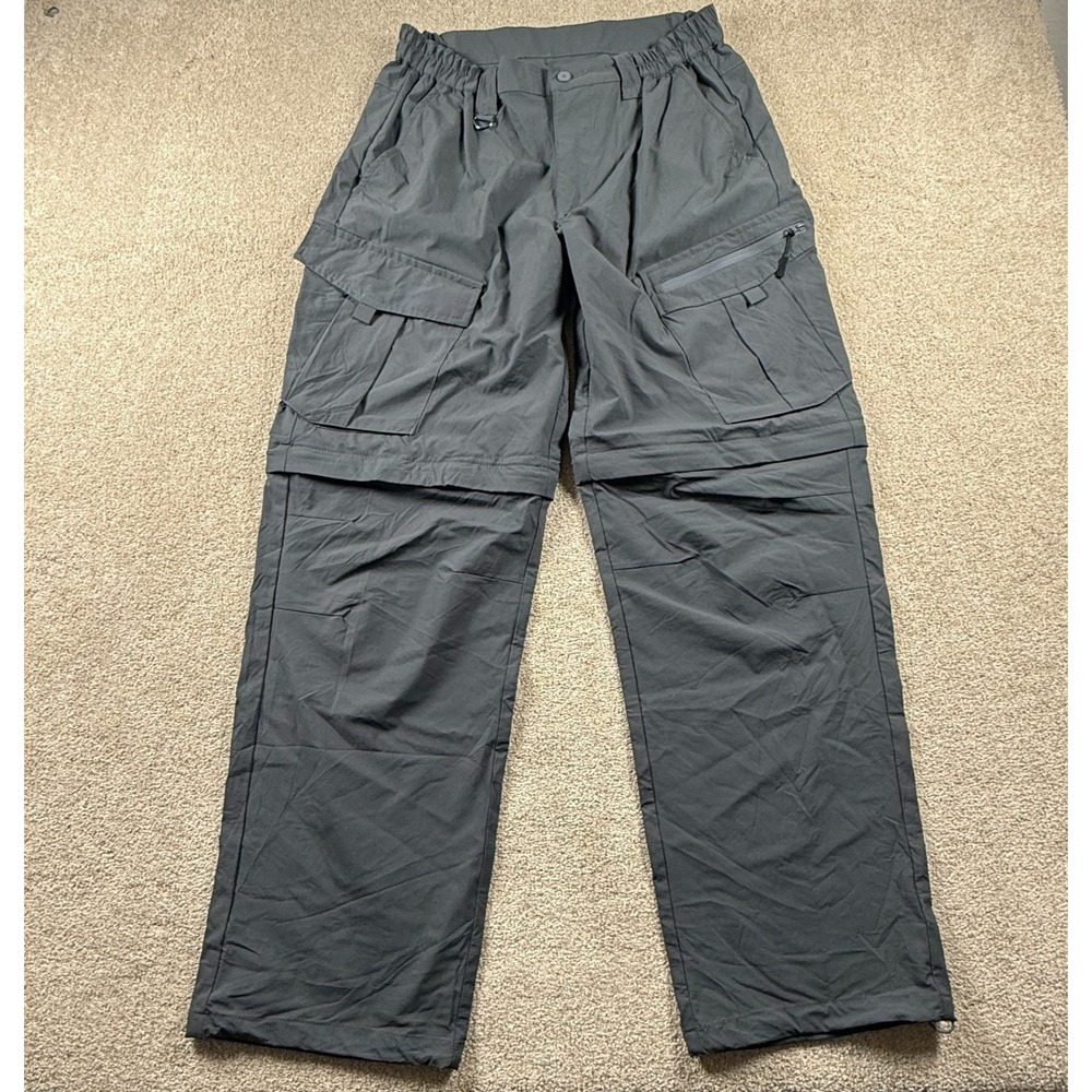 Igolumon Quick‎ Dry Convertible Cargo Pants Mens 32x32 Gray Rip-Stop Hiking